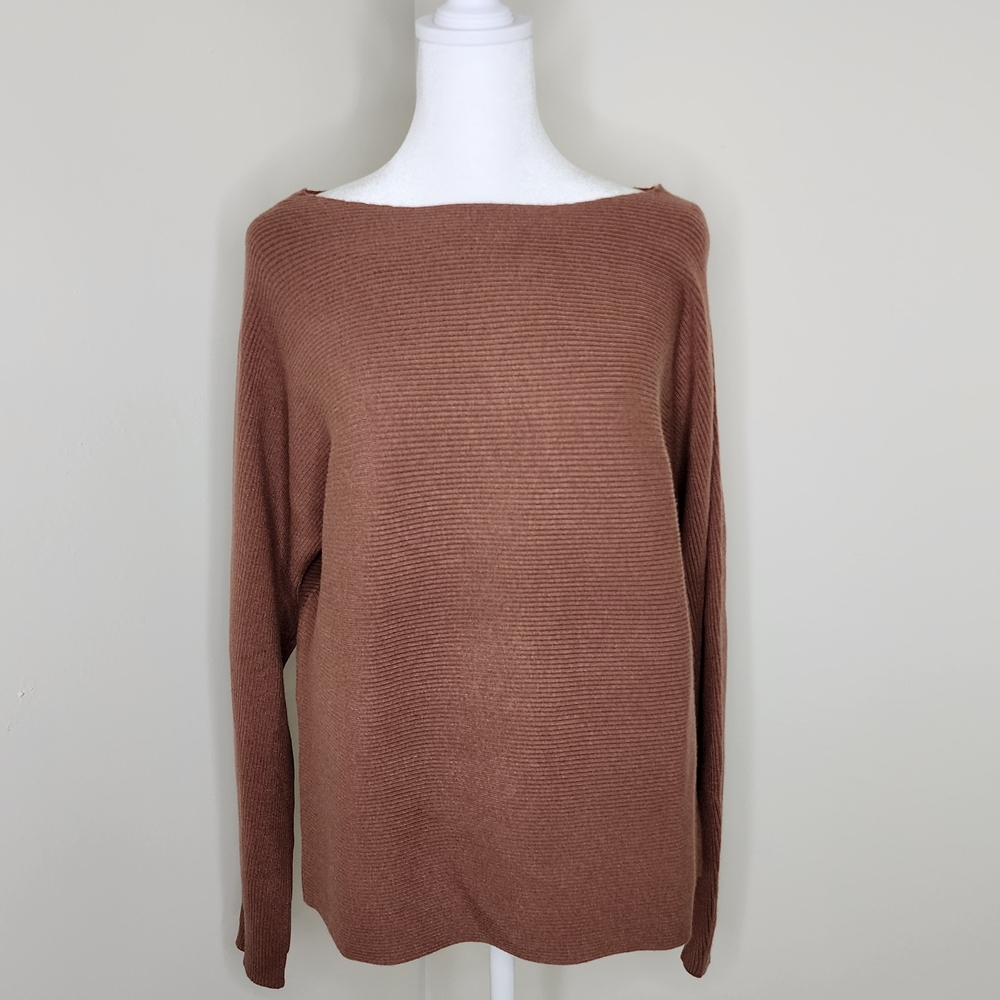 Women's BeCool Ribbed Chestnut Brown Boatneck Sweater Size M/L